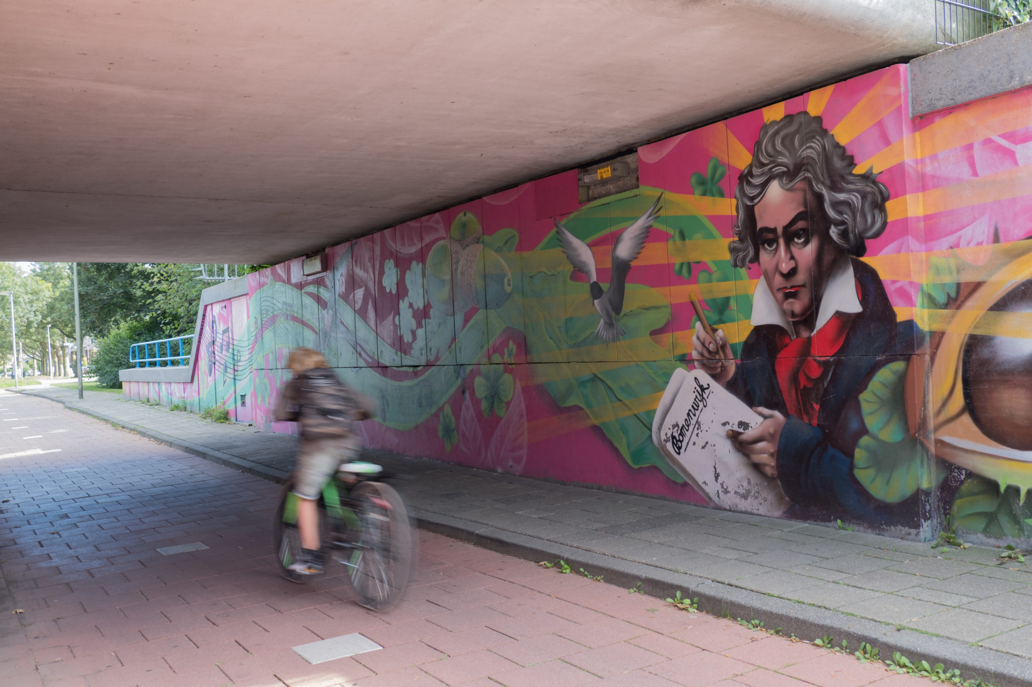 Tunnel met graffiti kunst in Waddinxveen